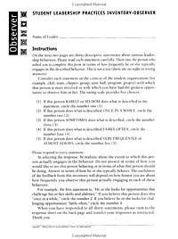 - Student Leadership Practices Inventory , Observer Instrument (2 Page Insert, NCR Paper) (The Leadership Practices Inventory)