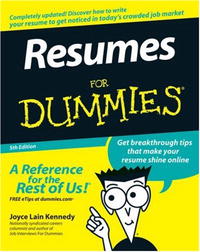 Joyce Lain Kennedy - Resumes For Dummies (Resumes for Dummies)