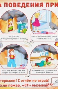 Правила поведения при пожаре. Плакат
