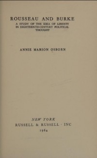 Annie Marion Osborn - Rousseau and Burke