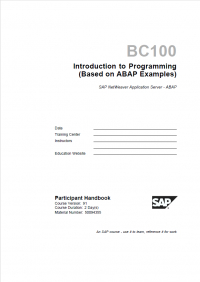 SAP - BC100 - Introduction to Programming with ABAP